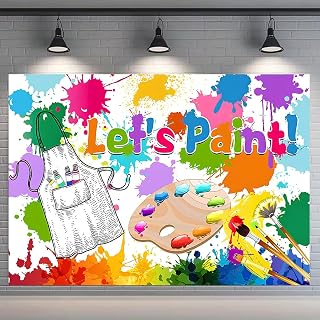 Let's Paint Party Backdrop Graffiti Art Painting Paint Splatter Birthday Background Art Party Decorations Children's Painting Classes Art Craft Parties Studio Activities Photo Booth Prop(7X5FT)