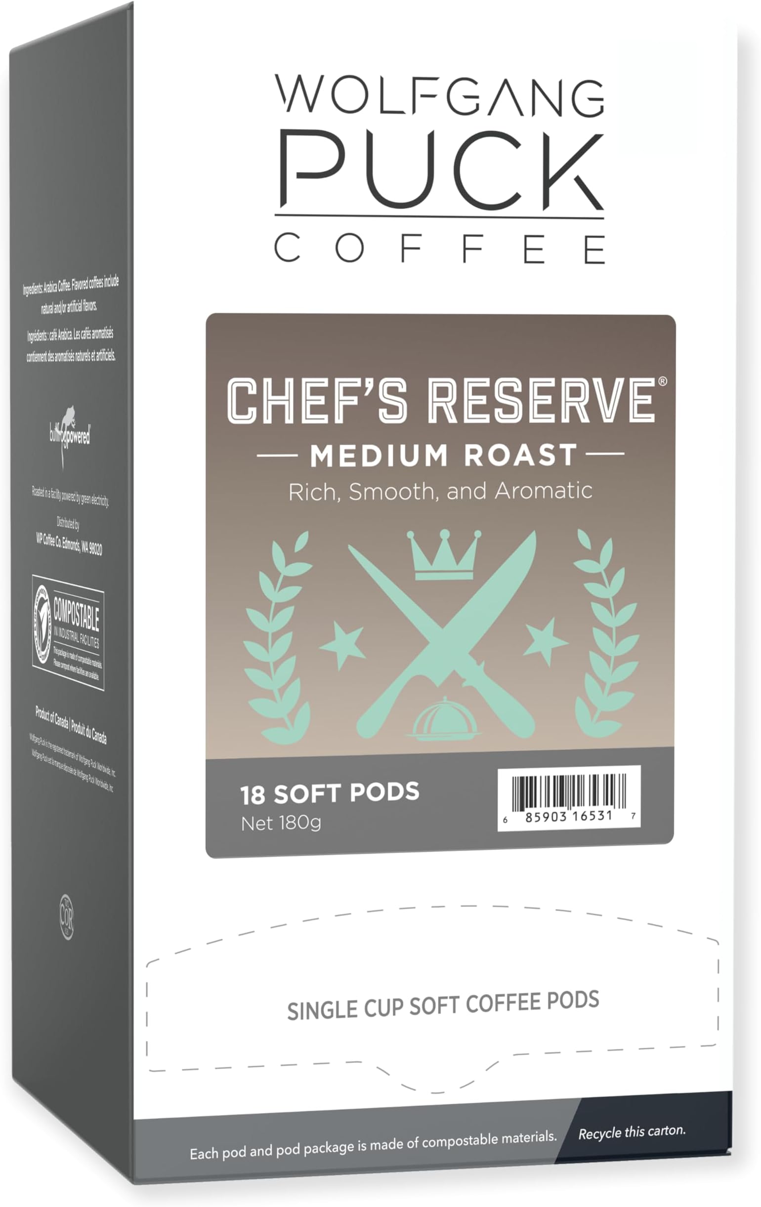 Coffee, Chef's Reserve, Medium Roast, 9.5 Gram Soft Pods, 18-Count (Pack of 3)