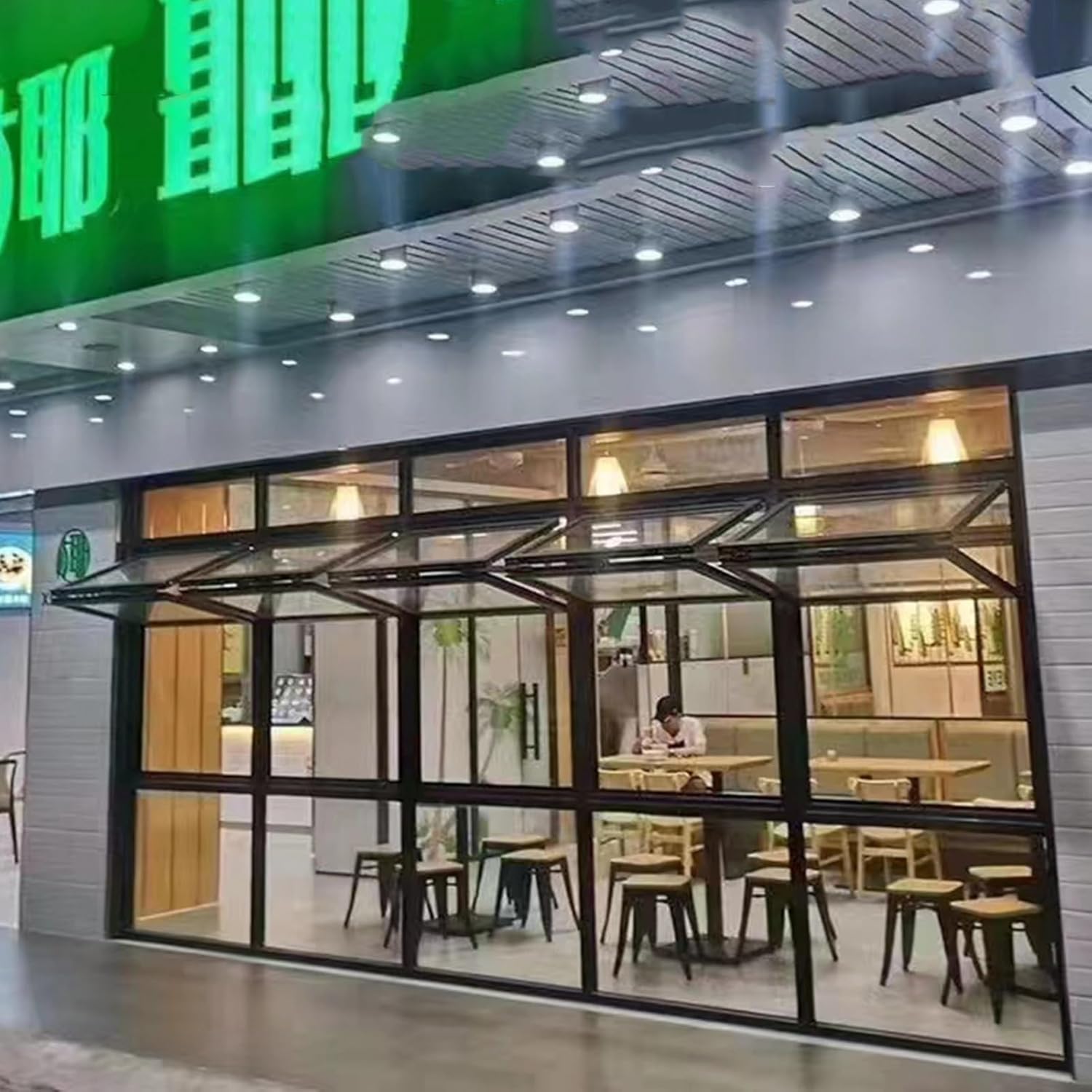 Up and Down Folding Window, 5mm Tempered Glass Sliding Windows, Aluminum Alloy Food Truck Service Window with Locking Handle, for Outdoor Kitchen, Bar
