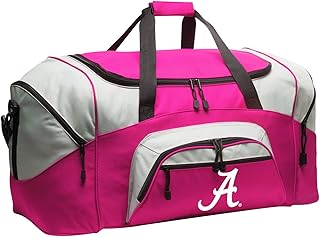 University of Alabama Duffel Bag - Large Bama Suitcase Travel Duffle or Sports Gear Gym Bag (Alabama Circle Logo - Red) (Alabama A - Pink)