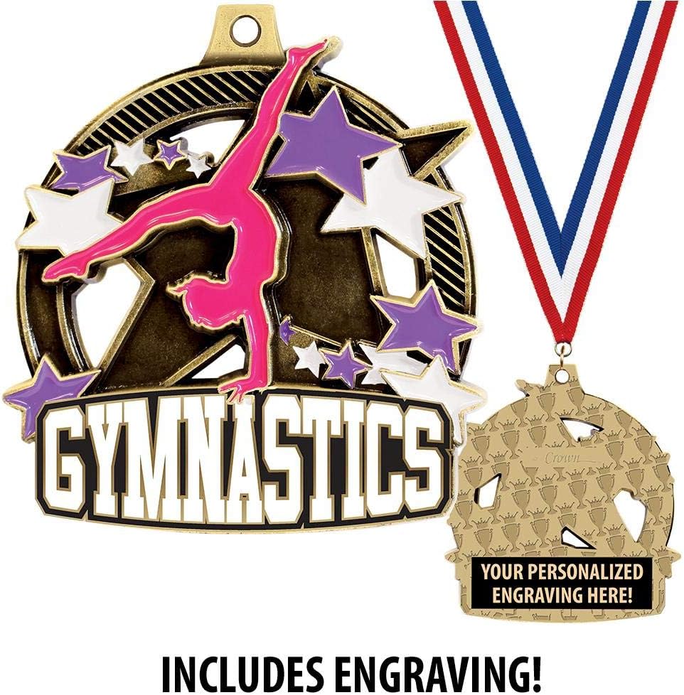 Crown Awards Custom Gymnastics Medals, 2 1/4" Shieldz Girls Gymnastics Award Medals with Free Engraving