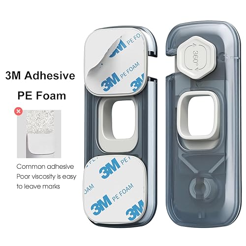 Miniatura 5 de Paquete de 5 cerraduras para refrigerador a prueba de niños, con almohadillas adhesivas adhesivas, cerraduras de seguridad para niños para puertas,