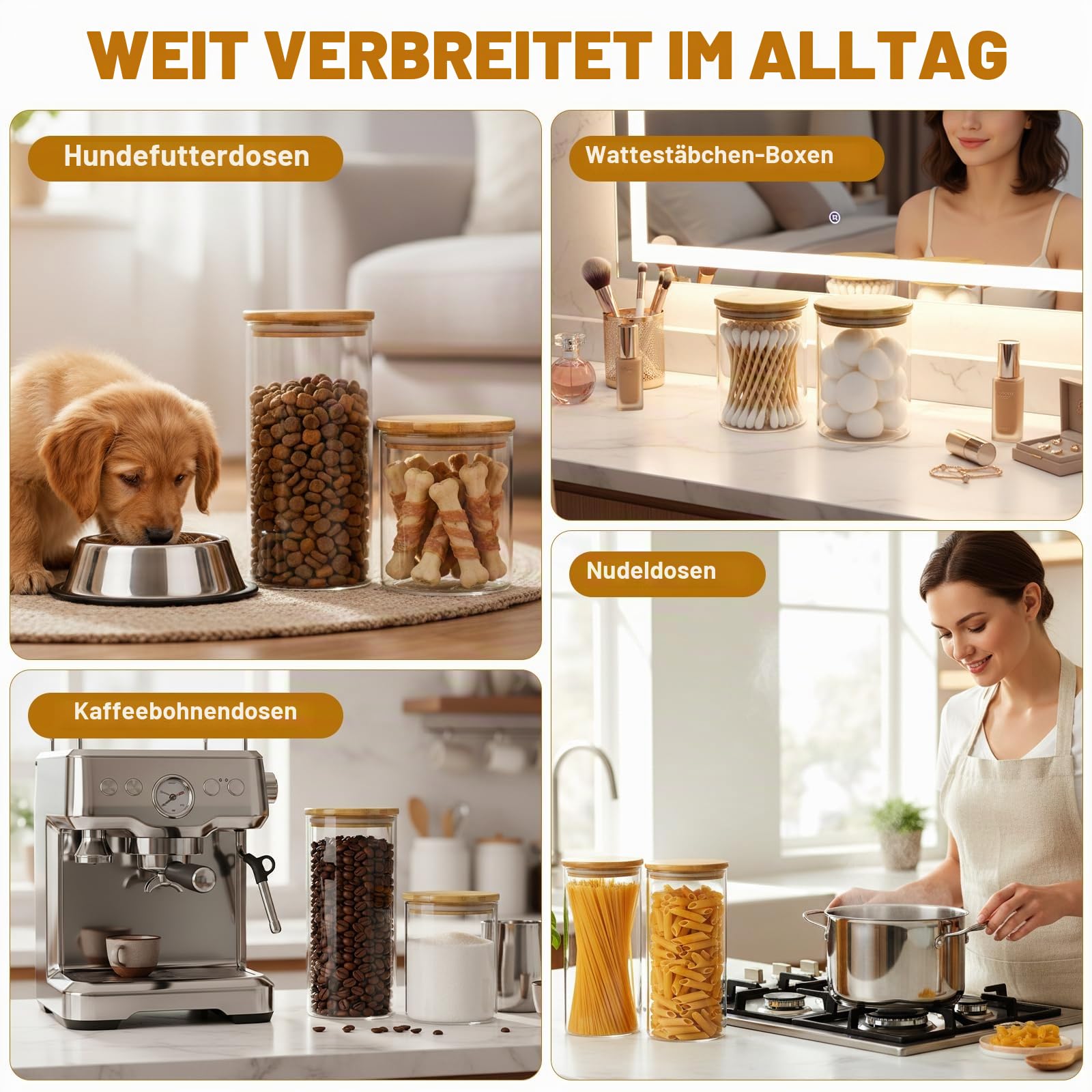 Vorratsgläser mit Deckel,12pcs Vorratsdosen Glas mit Deckel Vorratsglas mit Deckel Luftdicht Stapelbare Aufbewahrungsgläser