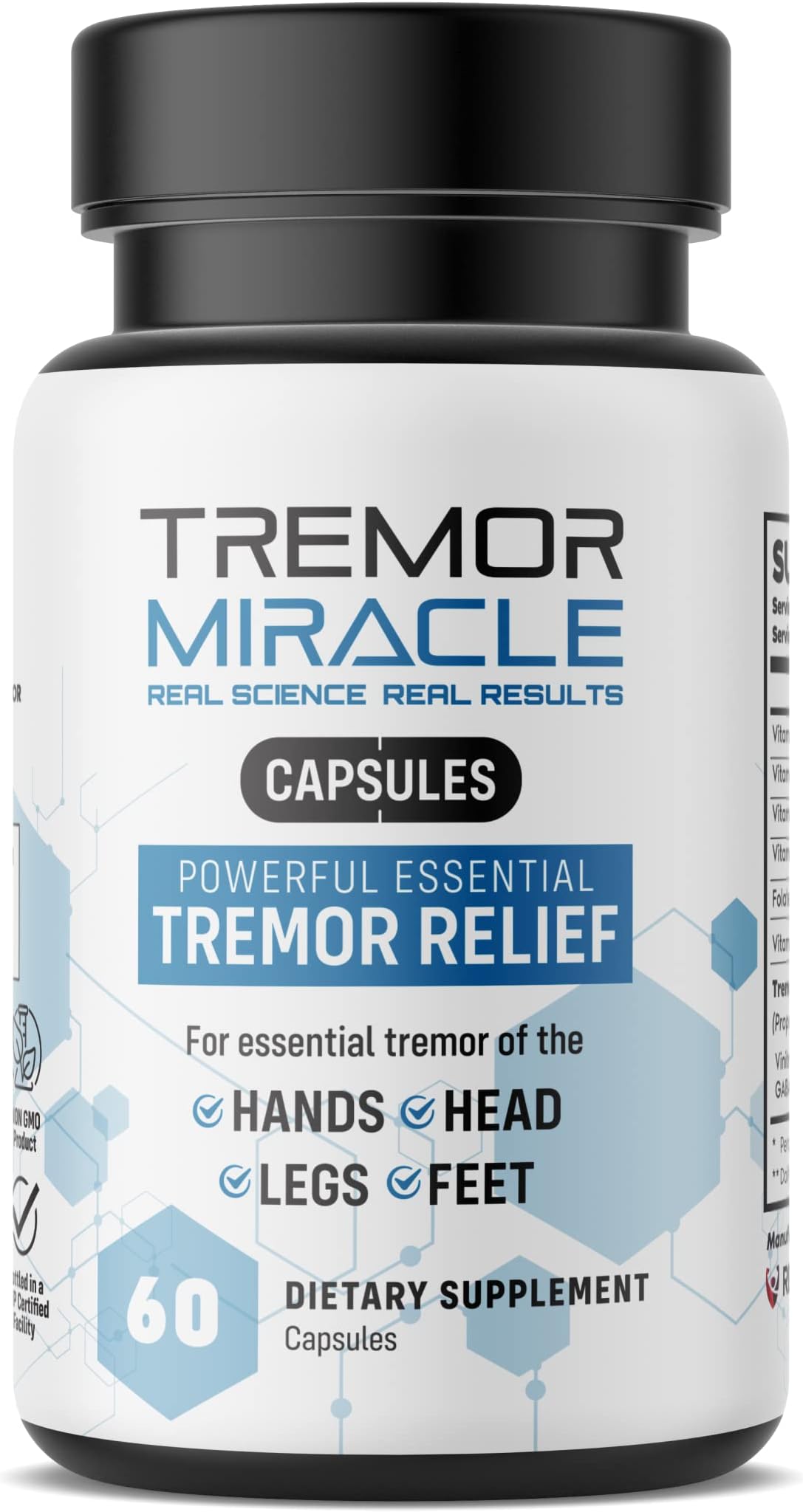 Real Science NutritionTremor Miracle Capsules - Essential Tremor Herbal Capsule Supplement for Hands, Legs, Feet, Head Tremors
