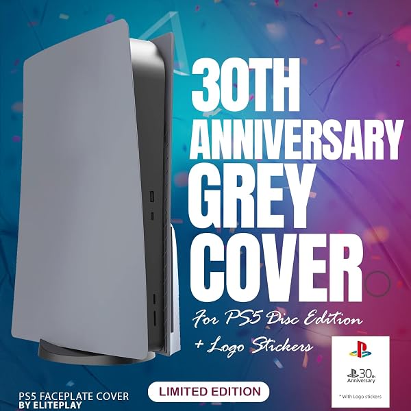 ElitePlay 30th Anniversary Grey Faceplates for PS5 Disc Edition Cover Case Replacement for PS5 Disc Edition - 2