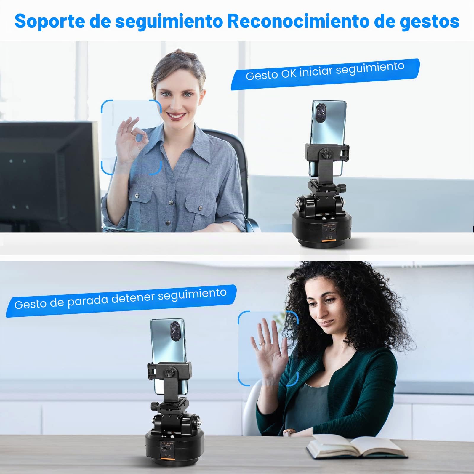 Soonpho M6 Motorizada 360 Grados Erhbarer Eléctrico Remote Panorama Trípode con Abrazadera para Teléfono y Mando a Distancia AI Face Tracking Detección de Gestos AB Dos Puntos Tipo para DSLR