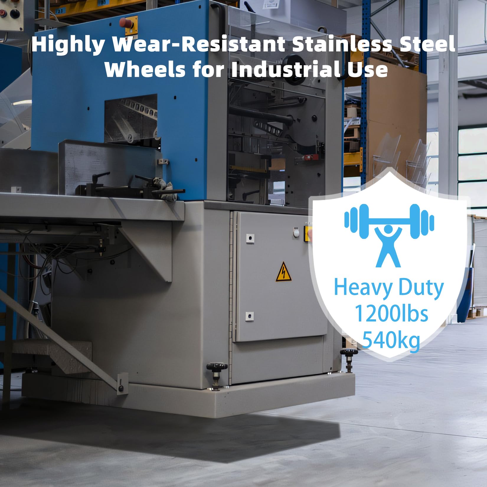 W B D WEIBIDA 75mm Ruote per Carrelli Carichi Pesanti in Acciaio Inox Capacità 540KG, 304 Anti-corrosione Industriale Ruote Giratorie con Freno, Rottelle Antiruggine per Mobili, Officine e Laboratori