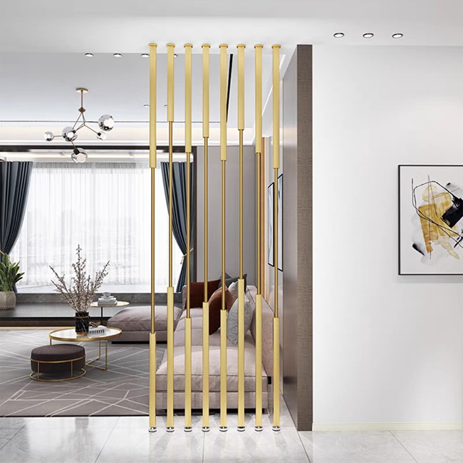 Poteaux de séparation de pièce en métal | Lot de 5 à 10 colonnes de 75 à 300 cm