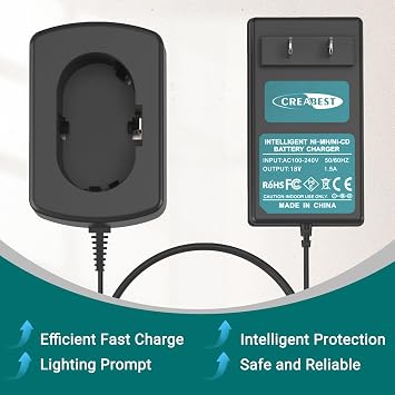 CREABEST New Battery Charger Compatible with Makita 7.2V 9.6V 12V 14.4V 18V Pod Style Ni-MH/Ni-CD Battery, Compatible with 7000 7002 7033 9000 9001 9002 9033 9600 PA12 PA14 (NOT for Li-ion Battery)