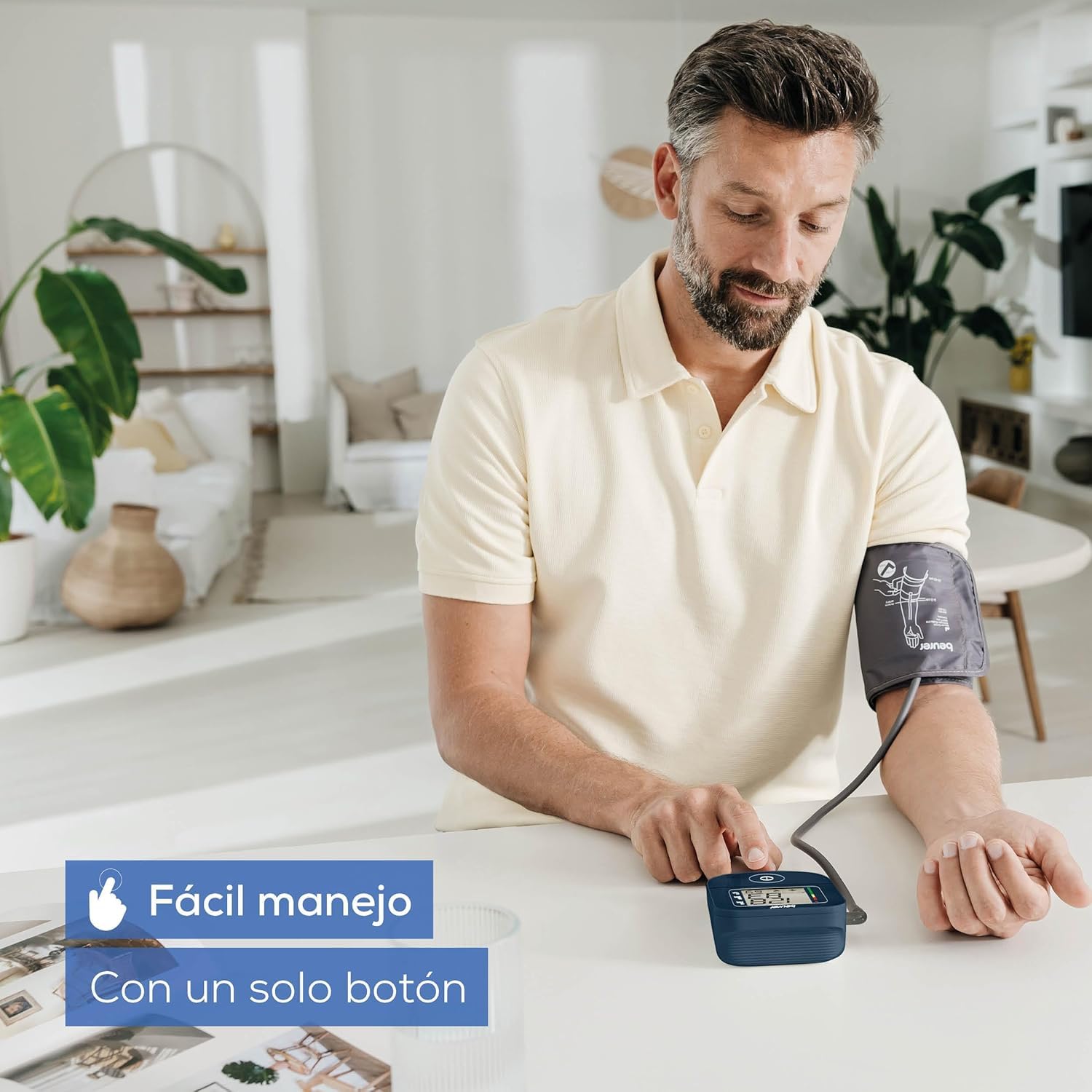 Beurer BM 25 Tensiómetro de brazo, operación sencilla con un botón, medición precisa, detección de arritmias, con puerto USB-C, brazalete para 22-42 cm, transferencia de datos a Apple Health y más