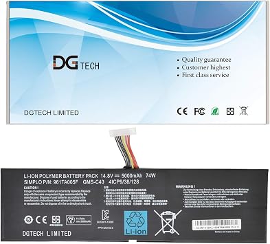 DGTECH GMS-C40 Laptop Replacement Battery for Razer Blade Pro 17 2013 2015 RZ09-0099 RZ09-00991101 RZ09-00991102 RZ09-0117 RZ09-01171E11 Series 4ICP9/38/128 961TA005F 14.8V 74Wh