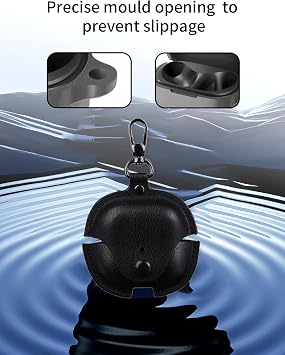 Huawei FreeClip 2 イヤーフックヘッドフォンと互換性があり、UYRUREL レザー耐衝撃包括的な保護が豪華な質感を提供、ストラップ、ブラック。