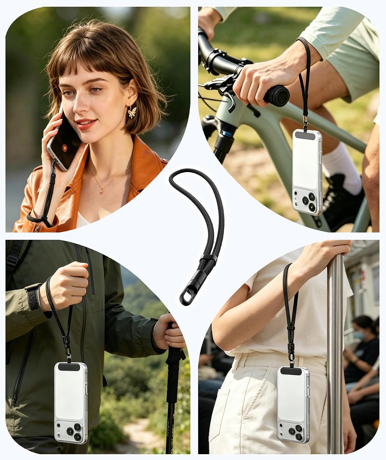 Anti-Theft Phone Lanyard Tether with Retractable Line & Adjustable Smartphones Hand Wrist Strap Lanyard With 3 Tether Tabs for Anti-Loss of Cellphones,Keys,Gadgets
