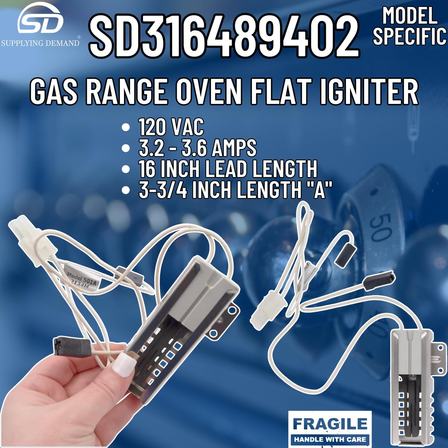 Supplying Demand 316489402 5304509706 Gas Range Oven Flat Igniter Replacement Model Specific Not Universal