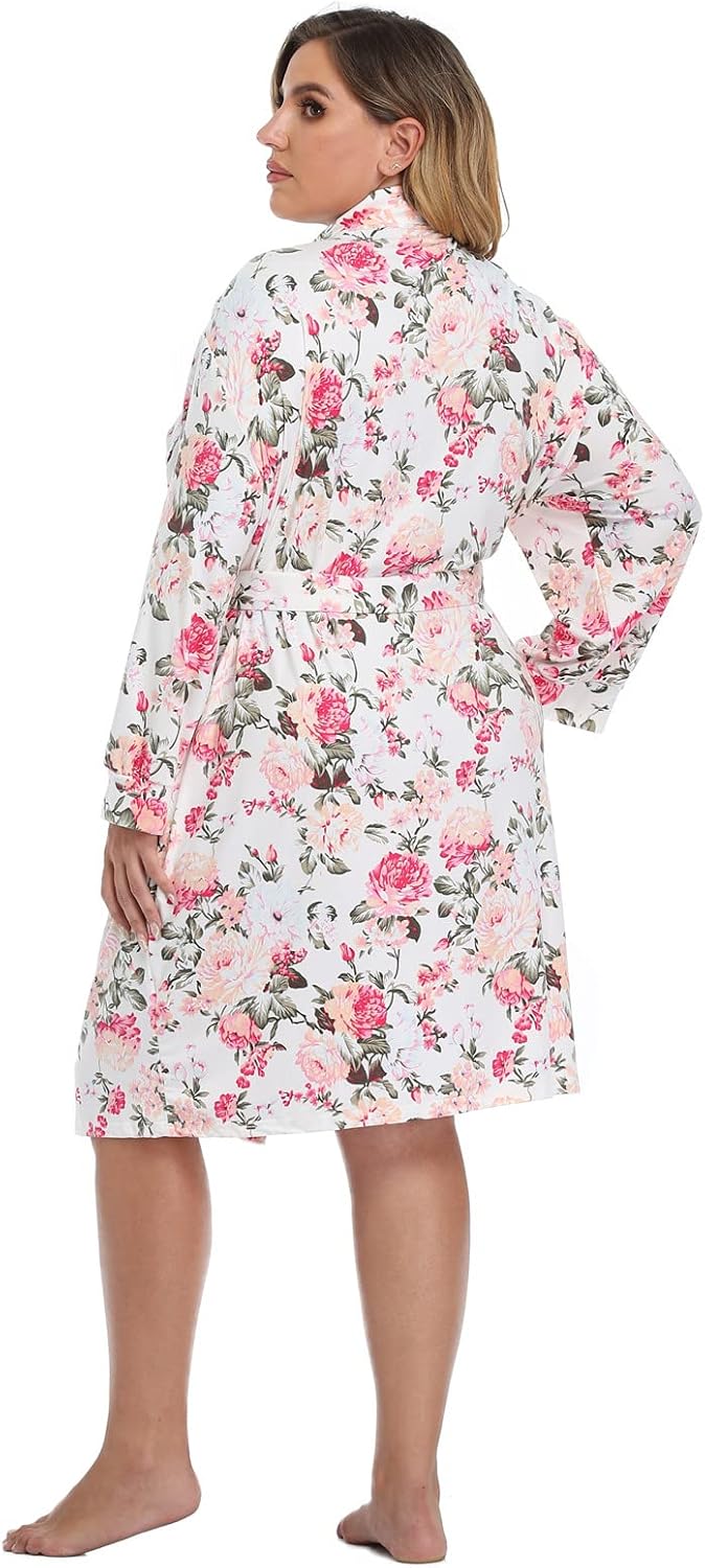Plus Size Robes for Women Short Modal Knit Maternity Robes Plus Size Soft Kimono Robes Sleepwear - Image 5