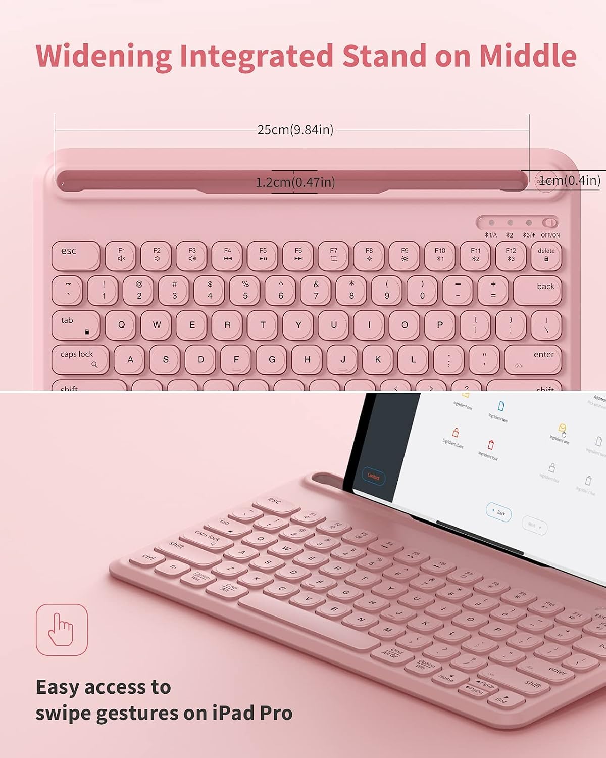 seenda Backlit Bluetooth Keyboard for Tablet Phone Computer, Rechargeable Multi-Device Bluetooth Wireless LED Keyboard for iPad Pro/Air/Mini, Compatible Mac Windows PC Android iOS Phone Tablet Pink
