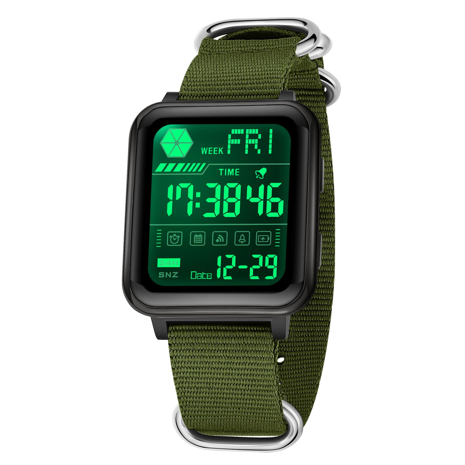Gosasa Orologio digitale unisex con cinturino in nylon, orologio quadrato a