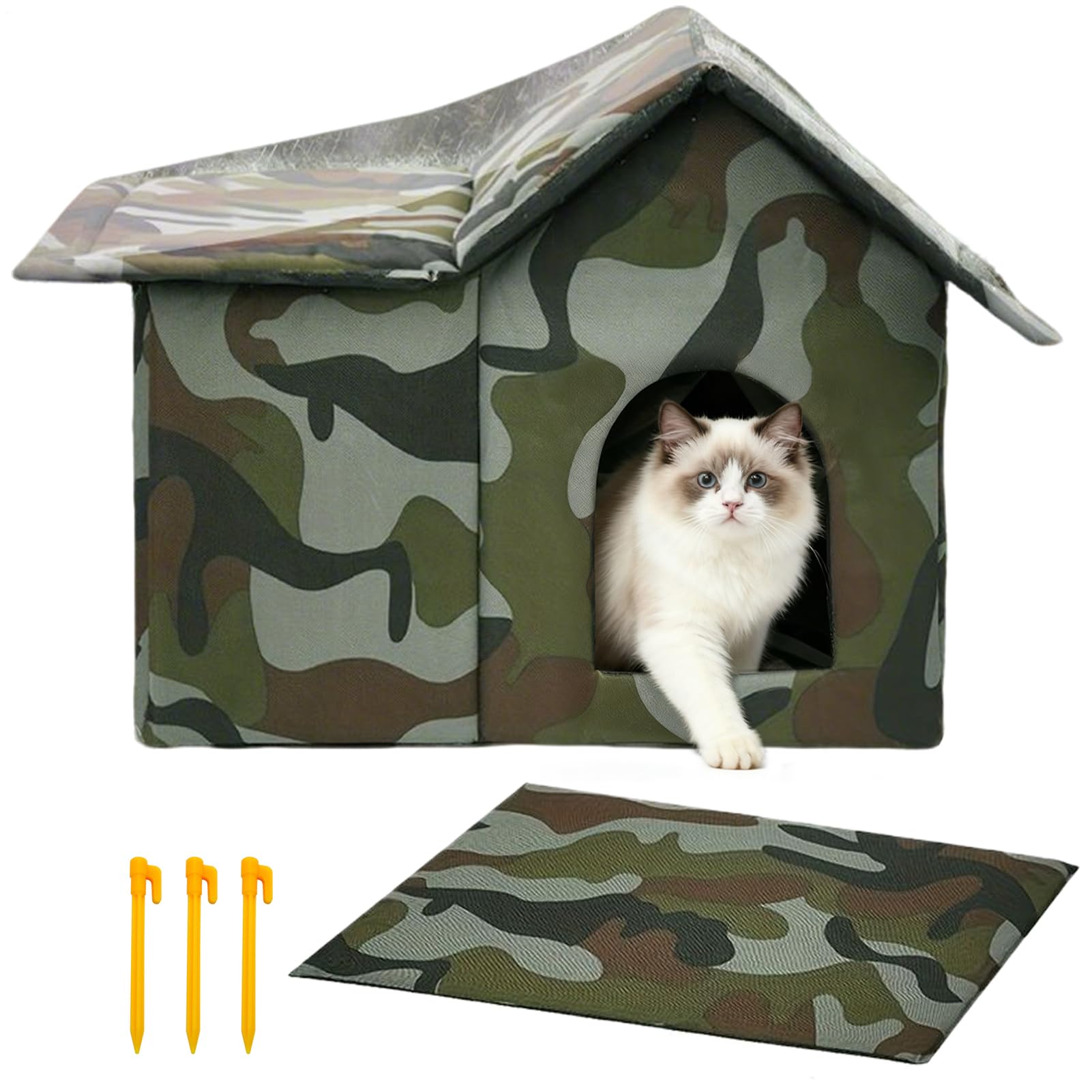 Maison pour chat d'extérieur et abri chaud hivernal grand format avec coussin amovible