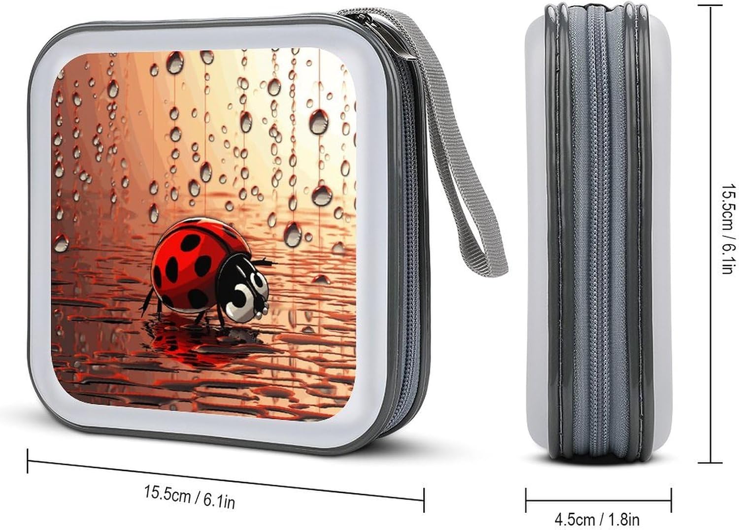 Art Ladybug Tracks CD Case with Hand Strap Lightweight DVD Wallet Holder 40 Capacity CD/DVD Case Wallet Protective CD Wallet CD/DVD Portable Storage Binder for Car Home Office