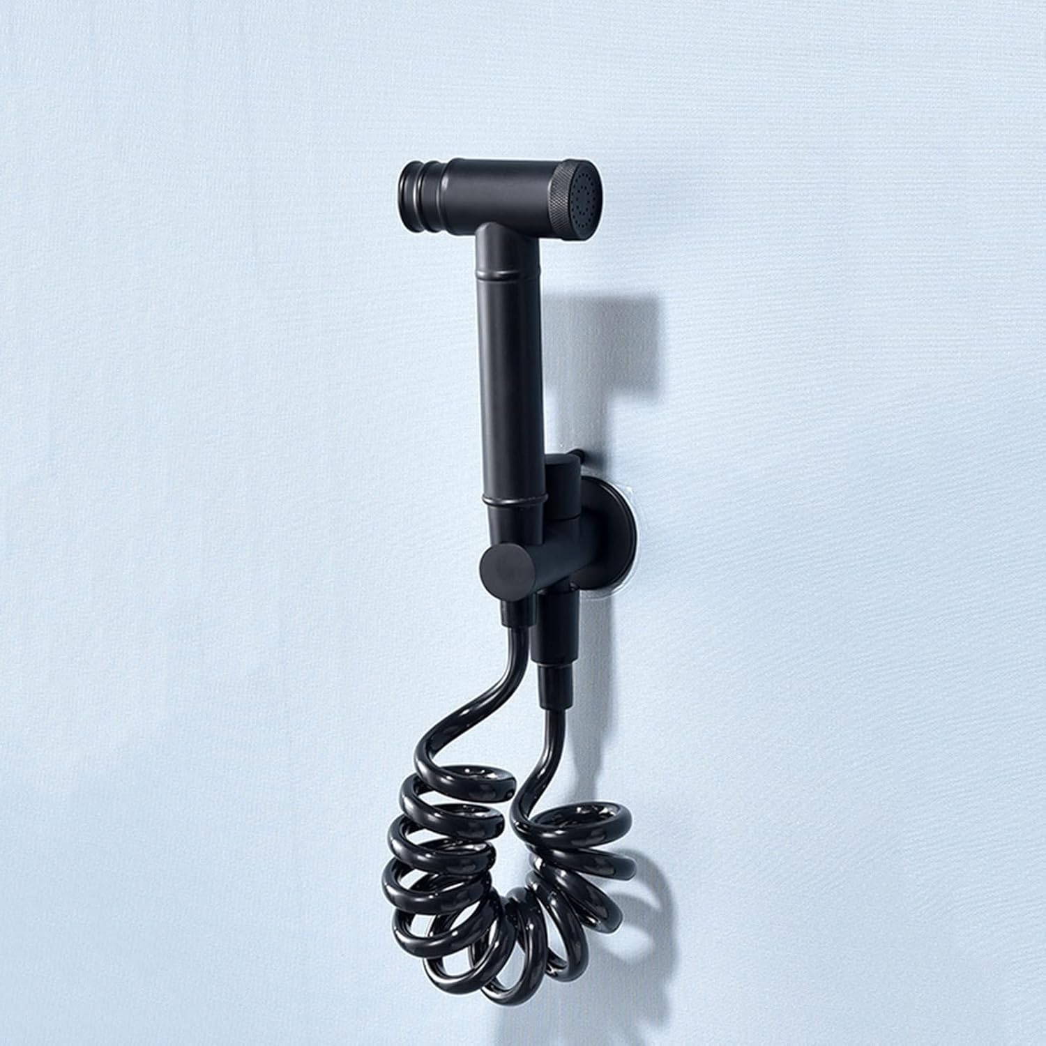 Black Bidet Sprayer Kit for Toilet – Single Funct Cold Water Bathroom Tap Wall Mount Bidet Shower Ng Hose Easy to Install Adjustable Pressure Hygiene Boost,Spring Hose-E