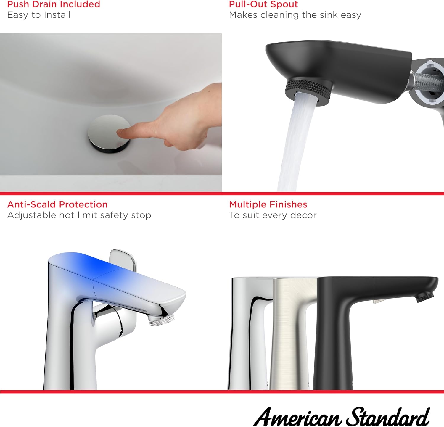 Brushed Nickel Single-Handle Pull-Out Bathroom Faucet