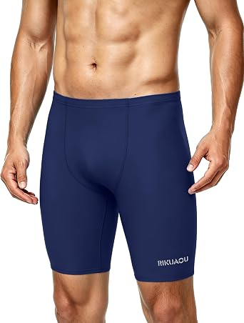 Mens Athletic Swim Jammers, Square Leg Quick Dry Swim Shorts, UPF 50+ Swimsuit for Lap Swimming Training Surf