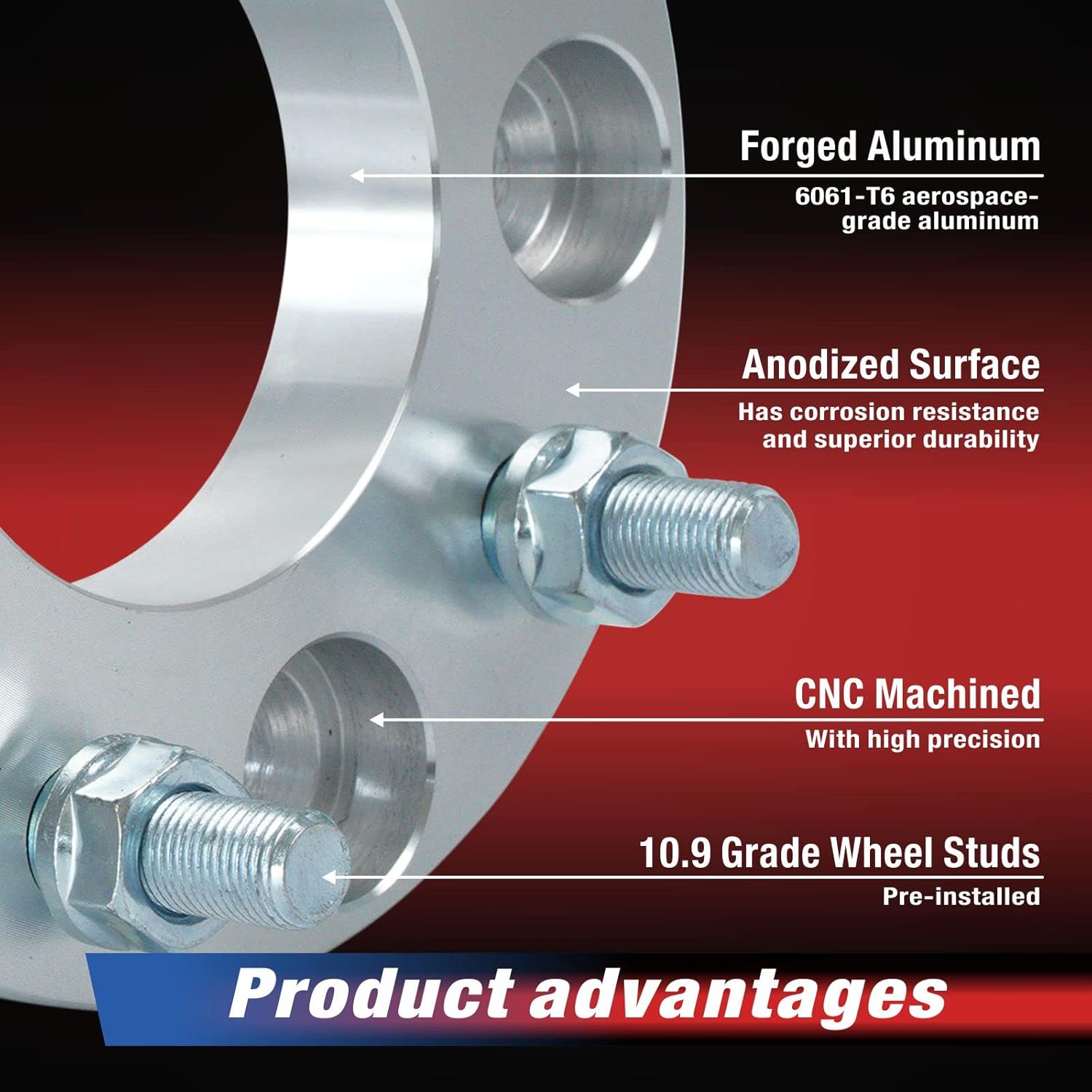 MOCA 25.4mm Wheel Spacer 5x127 Hubcentric Wheel Spacers (78.4mm Bore) - 1/2" x20 Studs Compatible with Buick Roadmaster & for Jeep Wrangler (Silver, Pack of 2)