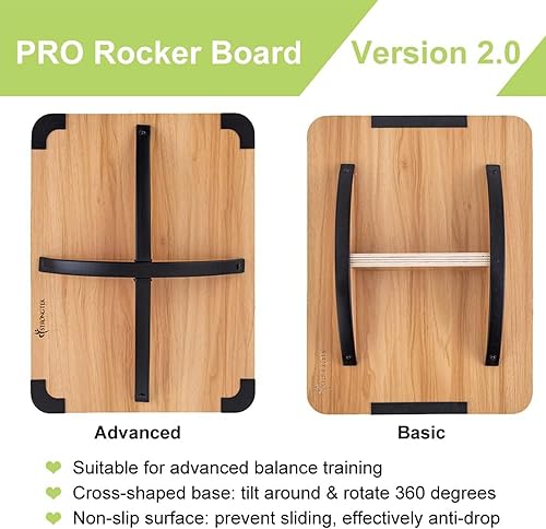 Miniatura 8 de StrongTek Professional Wooden Balance Board, Rocker Board, Wood Standing Desk Accessory, Balancing Board for Under Desk, Anti Slip Roller, Core