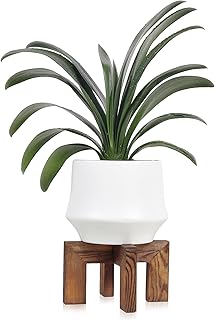 Vigordream Plant Stand, Indoor/Outdoor Wood Plant Holder, Single Flower Pot Stand, Sturdy Planter Stands (Walnut, Fit 5-9 Inch Pots)