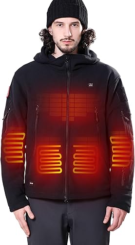 DEWBU Heated Jacket Polar Fleece with 12V Battery Pack Soft Fleece Electric Heating Hoodie