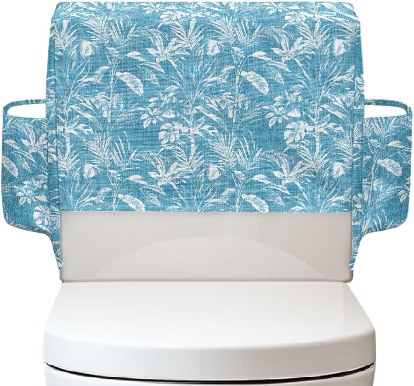 Palm Leaf Pattern Toilet Tank Cover with 2 Storage Bags, Soft Dustproof Toilet Top Covers Back of Toilet Protector, Bathroom Decor Accessories
