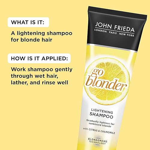 Miniatura 3 de John Frieda - Champú aclarante Sheer Blonde Go Blonder con nuestra tecnología Blondmend, cítricos y manzanilla, 8.3 onzas (paquete de 2), 2 unidades