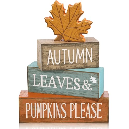 Lineshading 4 Pcs Fall Table Decor, Thanksgiving Wooden Maple Leaf