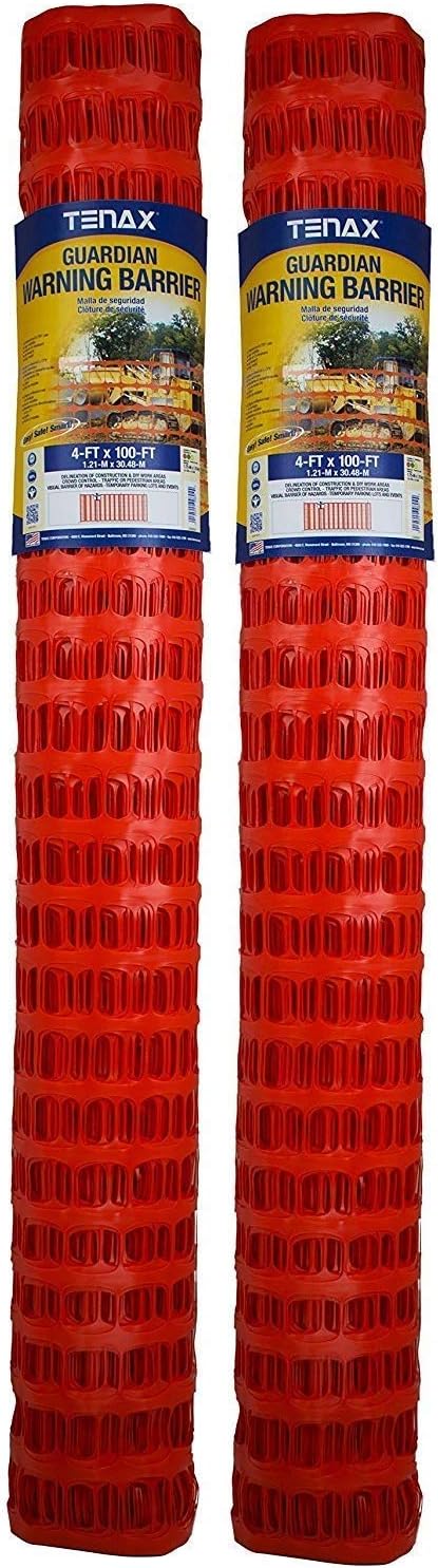 Tenax 2A060006 Guardian Economy Safety Fence, Orange, 4-Feet by 100-Feet (Pack of 2)