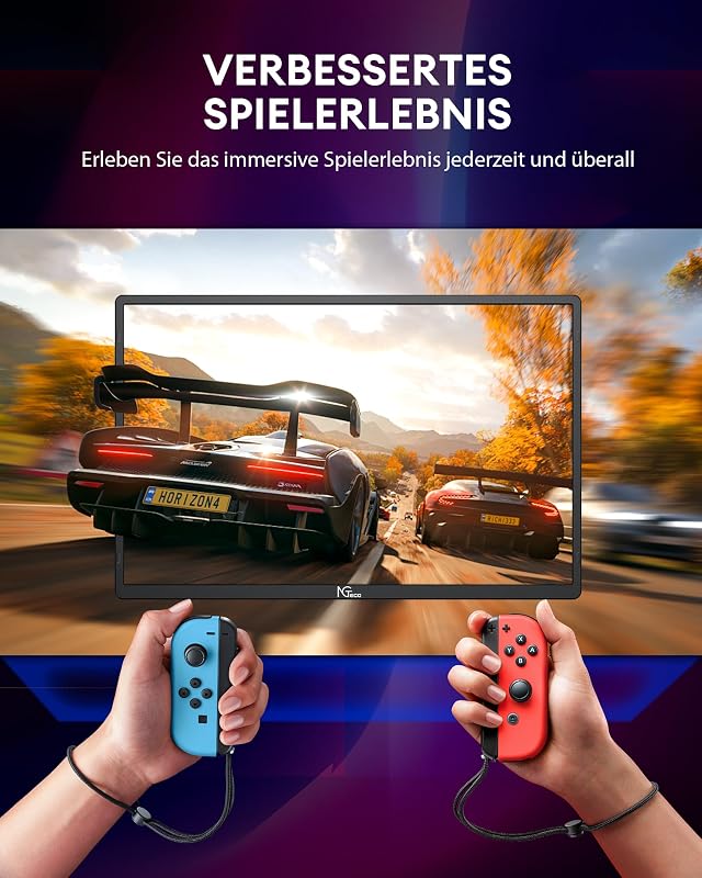 NGTeco 16 hüvelykes hordozható monitor FHD 1200P USB-C HDMI gaming kijelző intelligens tokkal