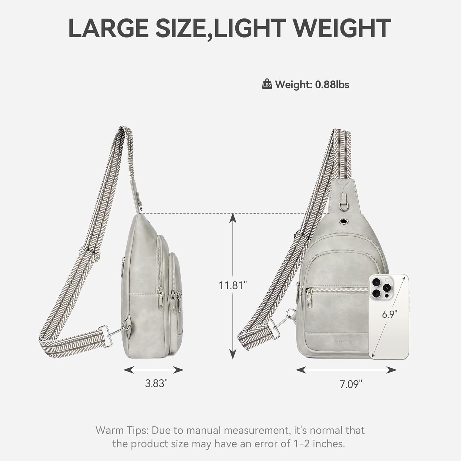 BOSTANTEN 7L Sling Bag For Women CrossBody Bags Large Cross Body Purse Vegan Leather Sling Backpack for Travel Essentials - Image 2