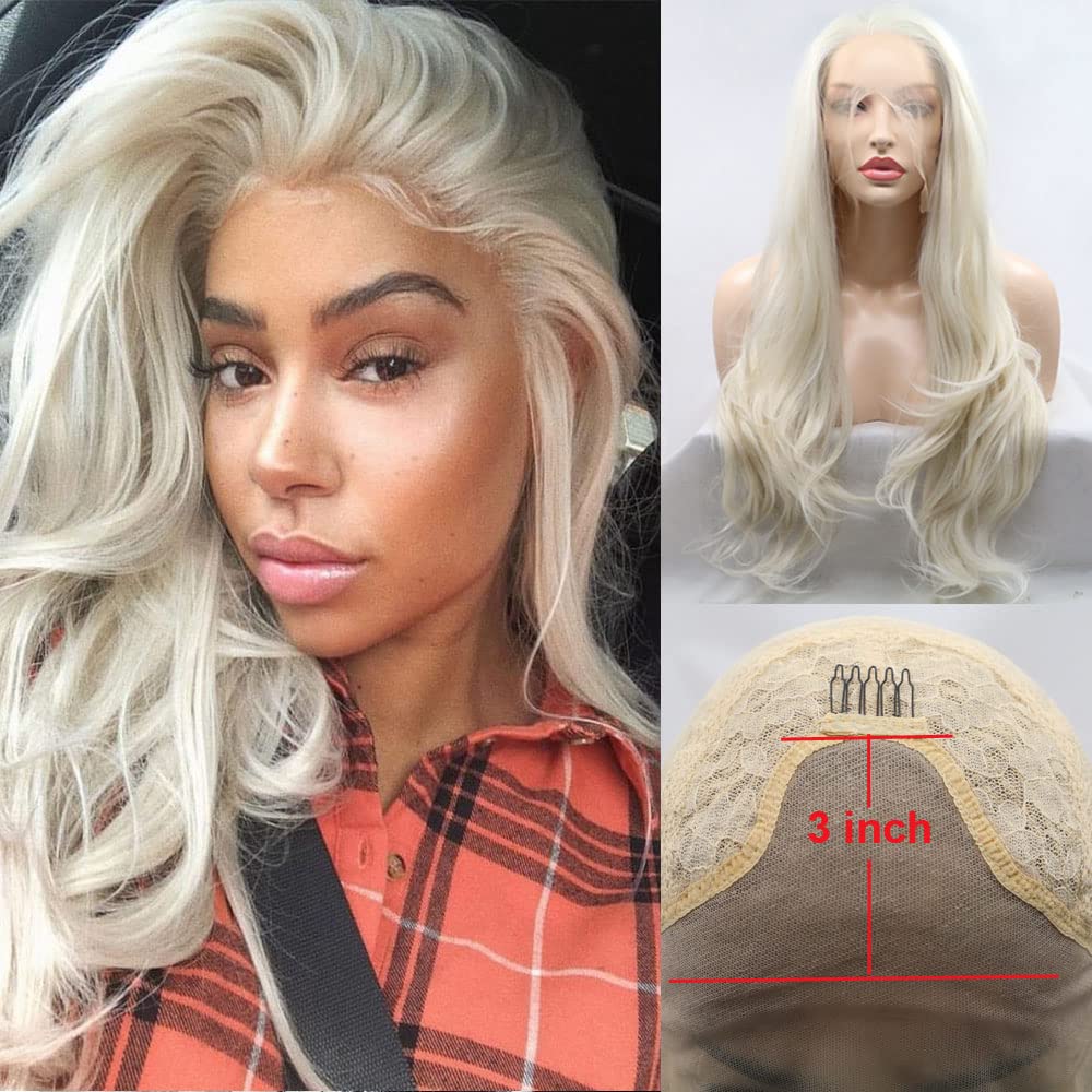Xweya Long Slver Blonde 13 * 4 Lace Front Wgs Lght Platnum Slver Synthetc Lace Front Wg - View #12