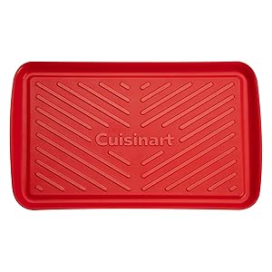 Cuisinart Grilling Prep & Serve Trays, 17x10.5 inch BBQ Tray Safe for Food Handling, 2 Dishwasher Safe Nesting Trays Black & Red, Perfect Grilling Accessories for Cooked & Raw Meat, Fits 6 Burgers