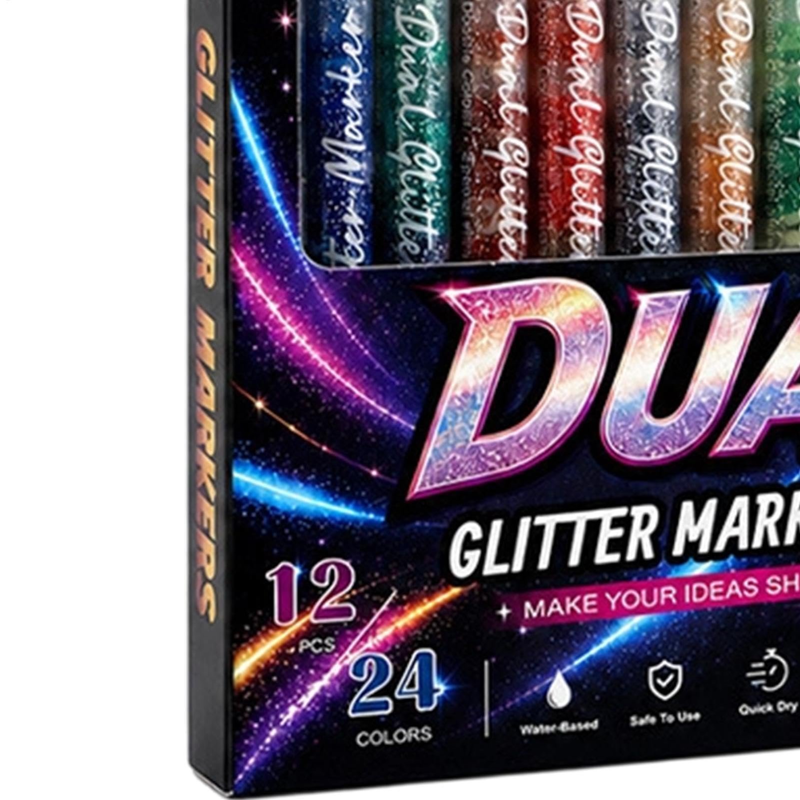 Générique Feutres Pailletés | Feutres Brush Double Pointe 24 Couleurs
