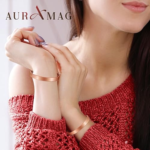 Vista 30 de Brazalete de cobre para mujer, pulsera magnética con 3500 imanes Gauss, joyería de cobre 100% puro con caja de regalo (juego de 2) Árbol de cobre