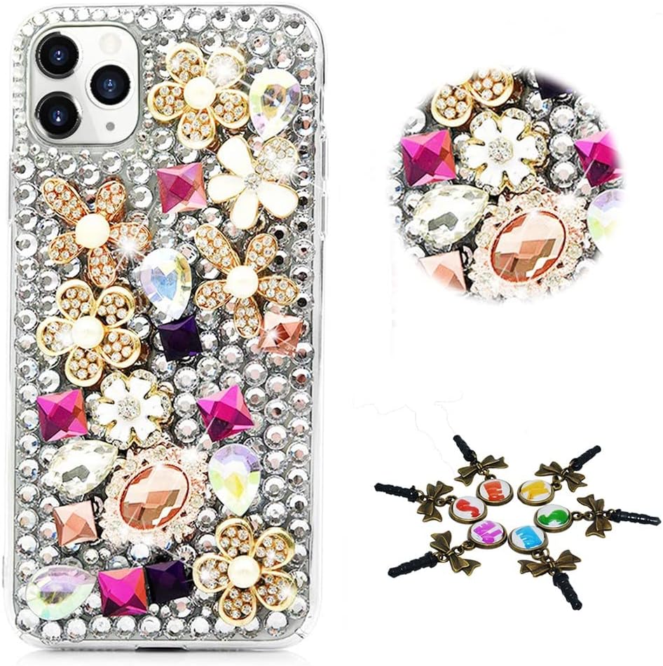 STENES Sparkle Phone Case Compatible with Samsung Galaxy Z Fold 2 5G Case - STYLISH - 3D Handmade Bling Girls High-Heel Lipstick Rose Flowers Rhinestone Crystal Diamond Design Girls Women Cover - Pink