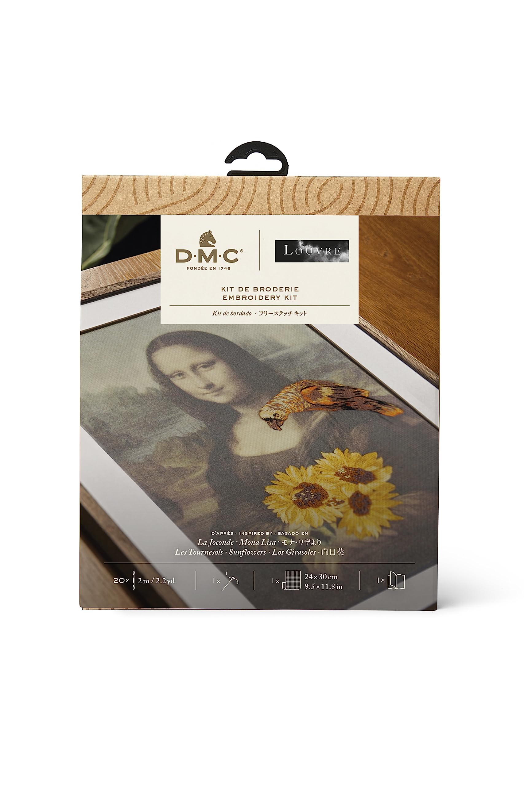 Dmc Yellow And Brown - Inspired By Mona Lisa & The Sunflowers, Leonard Da Vinci & C. Maratti, The Louvre, Advanced Embroidery Kit