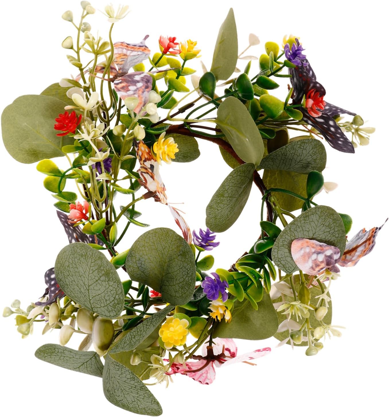 LIFKOME Eucalyptus Leaves Candle Ring Wreath for Weddings and Parties Decorative Floral Candle Holders for Table Centerpieces Artificial Flower Arrangement