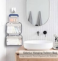 Vista 7 de Bolsa de aseo colgante, bolsa de viaje de gran capacidad para artículos de tocador, tela Oxford impermeable, organizador de maquillaje, bolsa