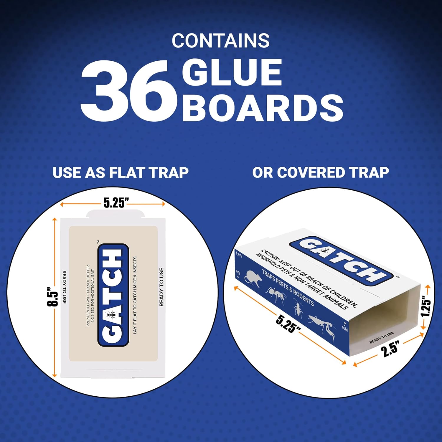 GATCH Mouse & Insect Glue Boards, 36pk Sticky Mouse Traps Indoor for Home, Pre-Baited Glue Traps for Mice Rodent Rat Bugs Cockroach, Non-Toxic Adhesive Roach Traps Indoor, House Pet Safe Pest Control