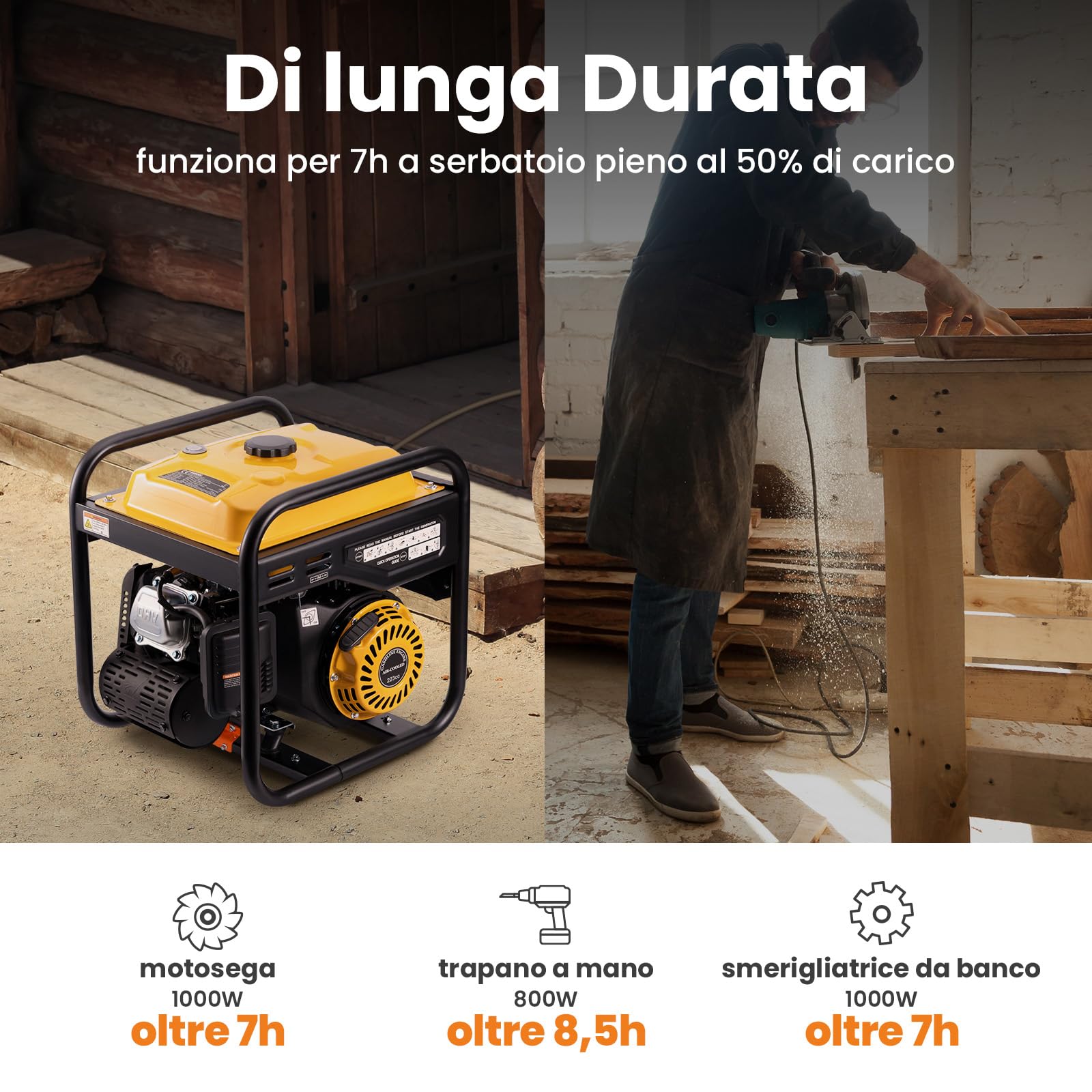 maXpeedingrods Generatore di Corrente Inverter Portatile 3500W Benzina 4 tempi con 2 prese 230V Silenzioso e leggero come generatore di emergenza domestica per Garage Officina Cantiere Camping