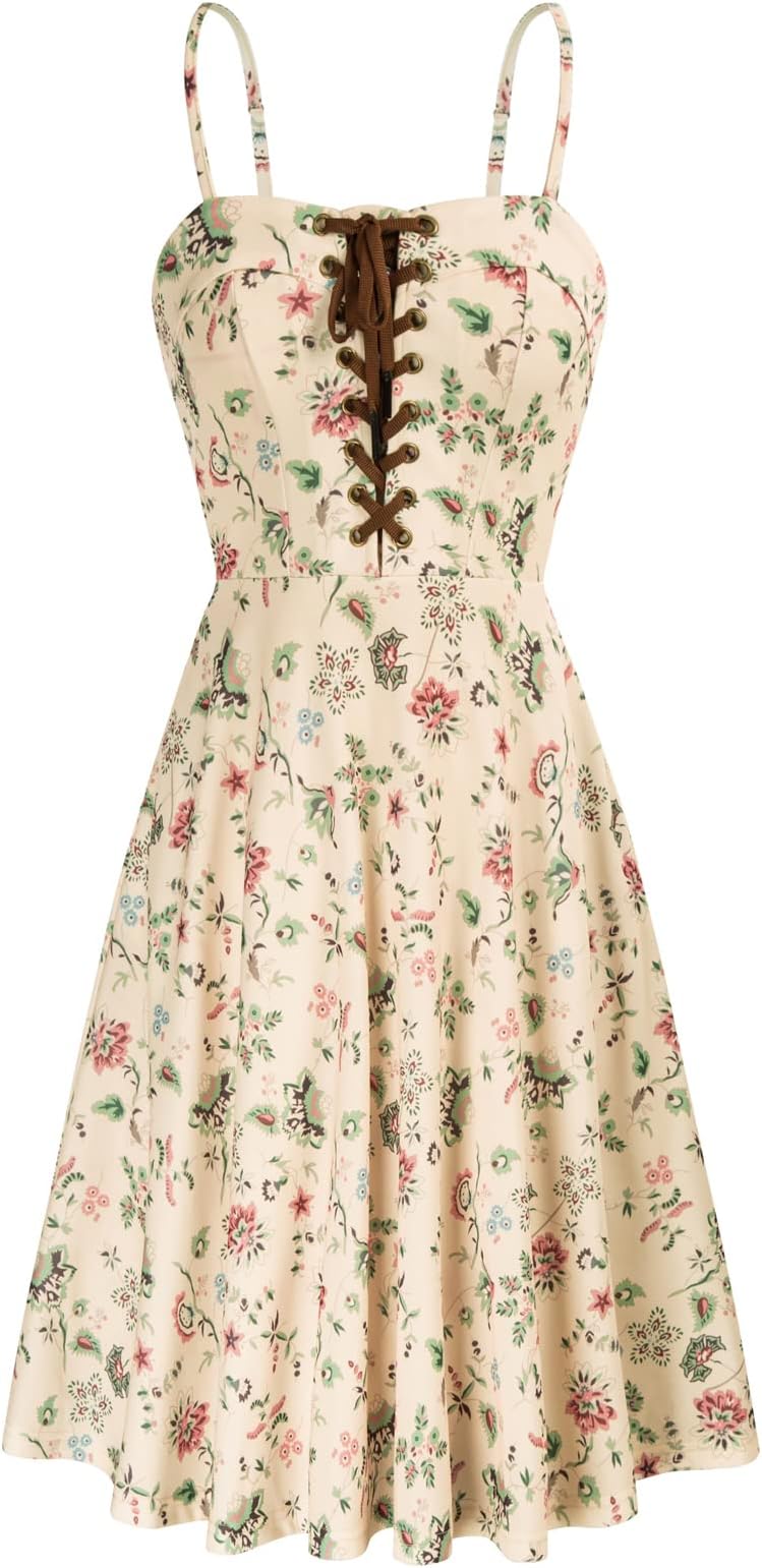 Scarlet DarknessWomen's Floral Summer Dress 2024 Vintage Sundress with Pockets