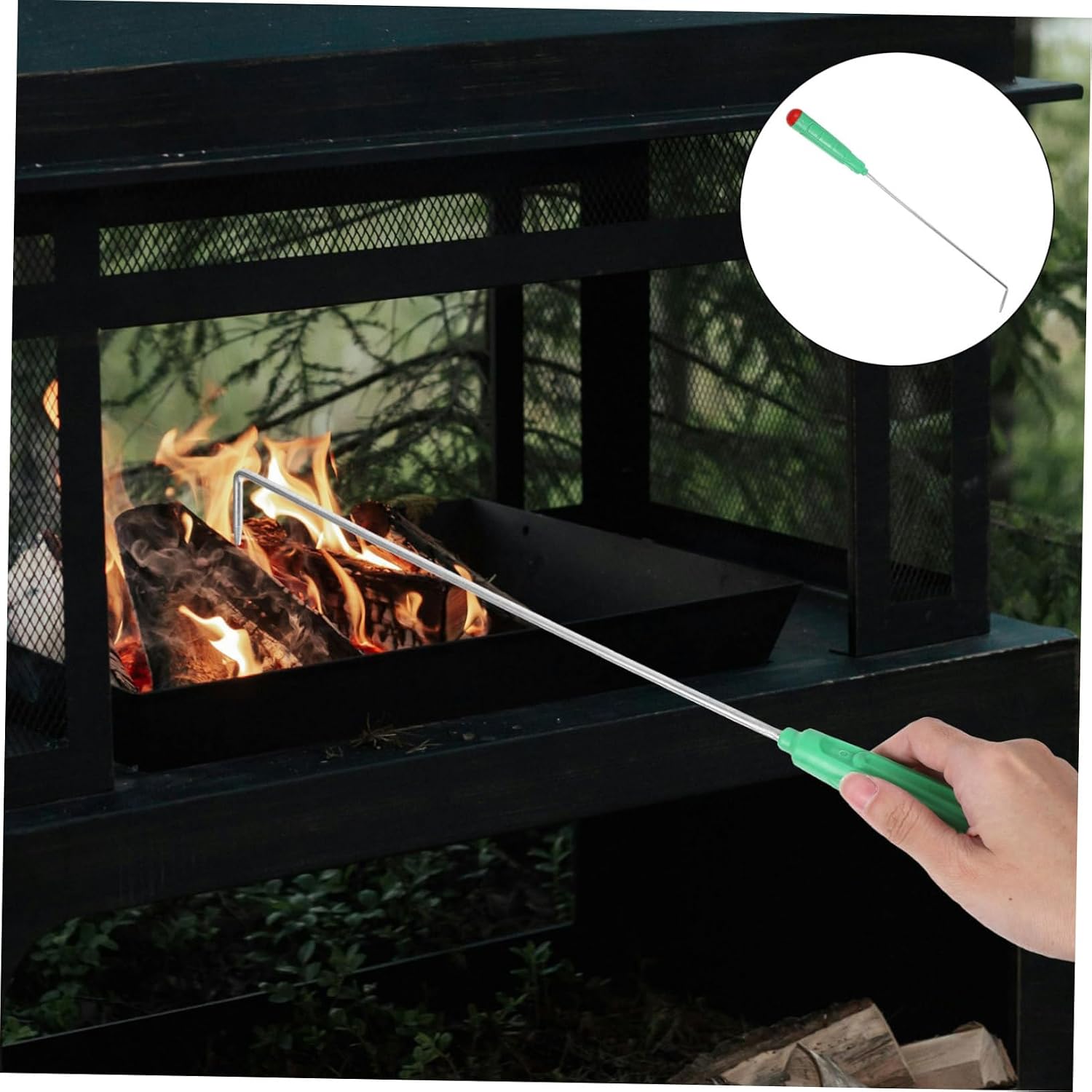 VICASKY Heavy Duty Fire Poker Tool for Campfire Fire Pit Ergonomic Hook Durable Construction Essential Accessory for Outdoor Indoor Use