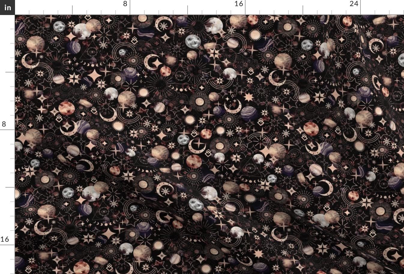 Spoonflower Fabric - Stars Moon Celestial Astrology Cosmic Cosmos Printed on Upholstery Velvet Fabric Fat Quarter - Upholstery Home Decor Bottomweight Apparel
