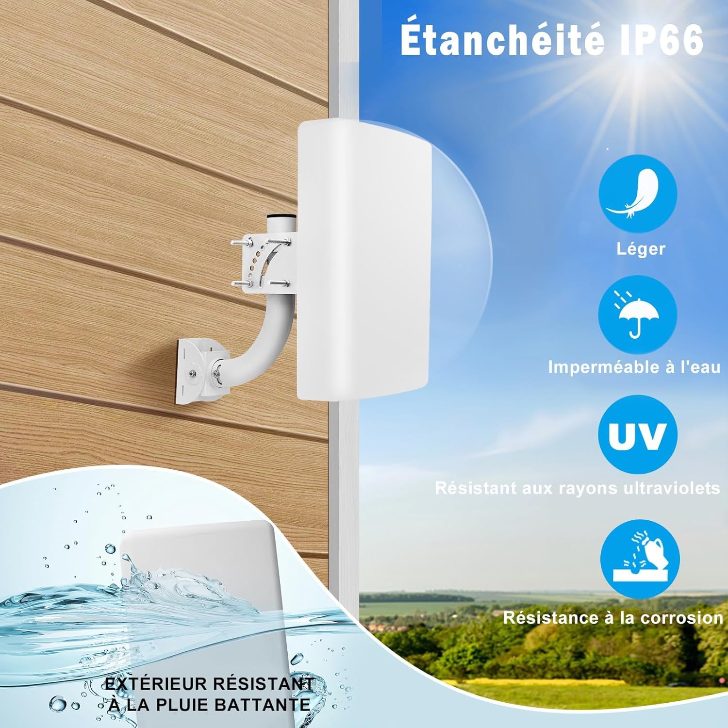 Maswell LTE 4G 5G - Antenna direzionale MIMO per esterni, ad alto guadagno 10 dBi, 700-3800 MHz con portata di 10 km, doppio cavo equivalente SMA LMR240